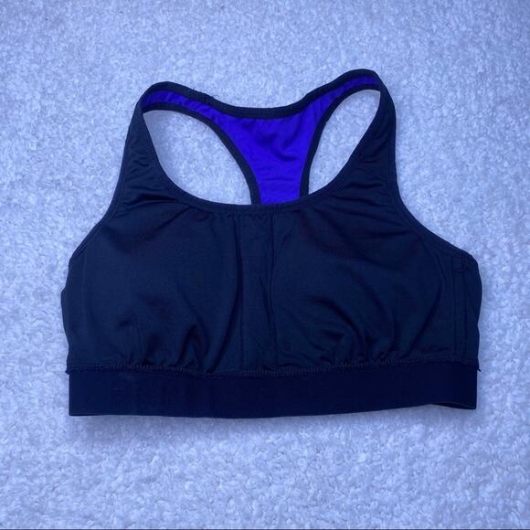 Reebok Sports Bra Blue and Black Medium - Picture 7 of 10